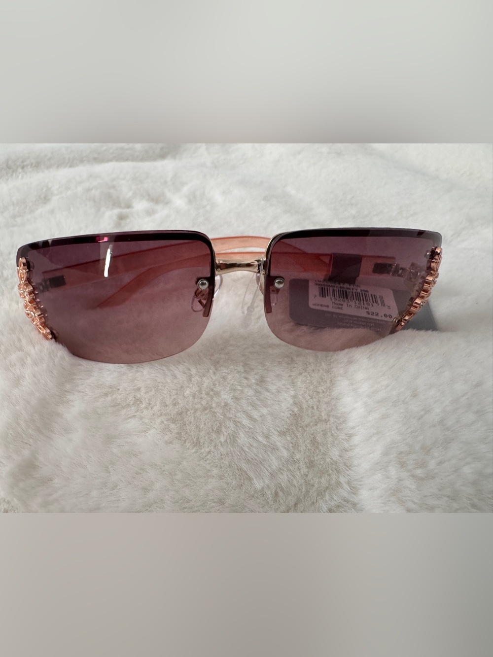 Falls Creek Women’s Rose Gold Floral Rimless Sunglasses - NWT